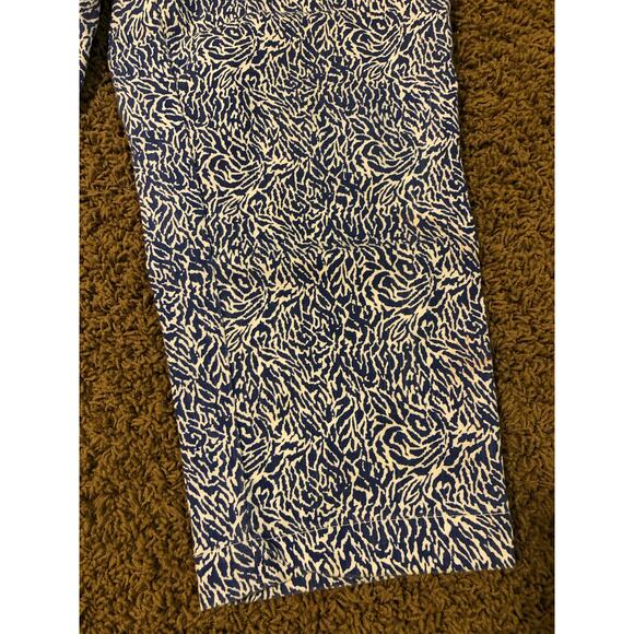Cathy Daniels blue/white print elastic waist cropped pants women's size large - Picture 3 of 6
